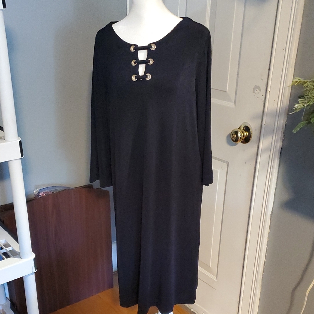 Chico's Black Long Sleeve Scoop Neck Dress